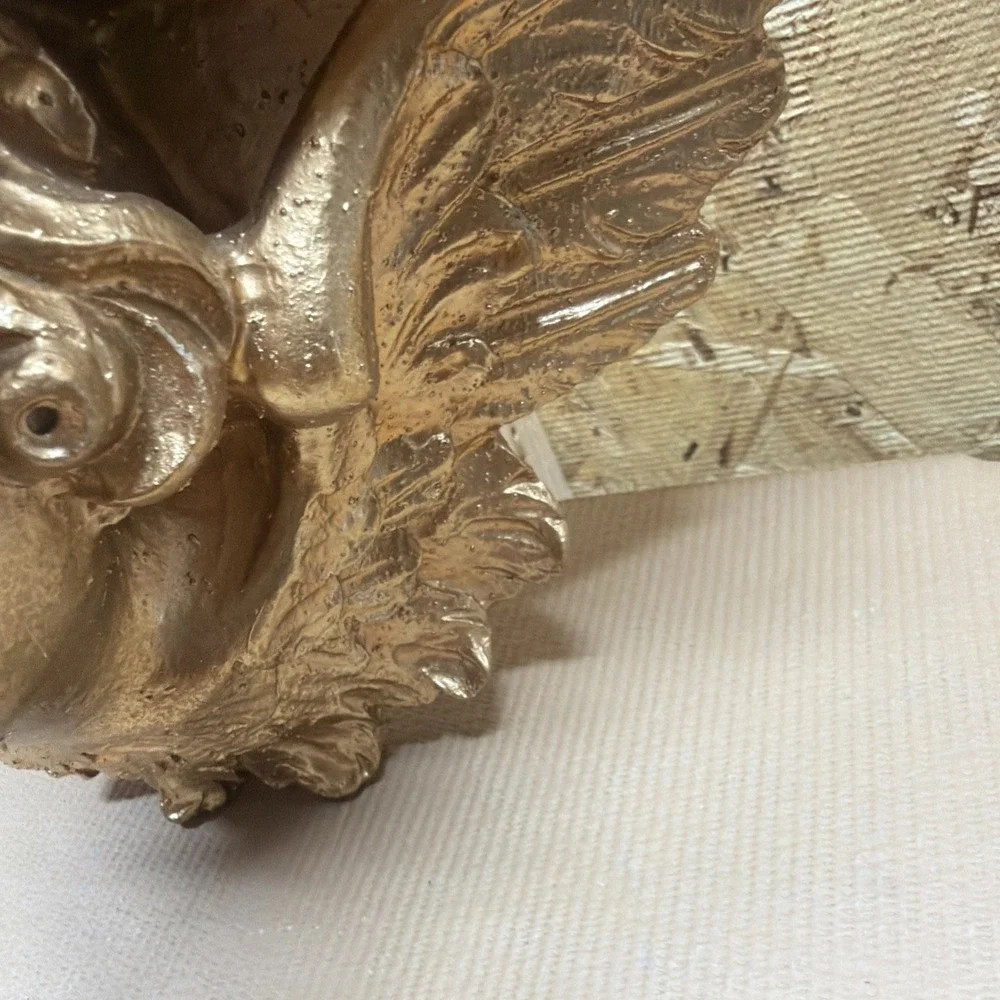 Vintage Gold Cherub Wall Shelf – Baroque Angel Corbel Sconce Decor 10